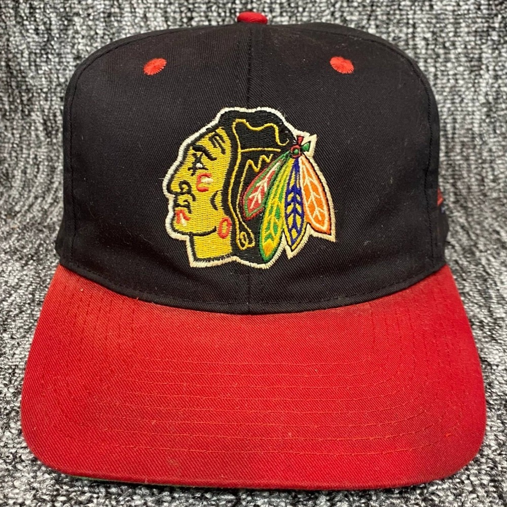 VTG Chicago Blackhawks Snapback Hat Cap Twins Enterprise NHL Made in Taiwan